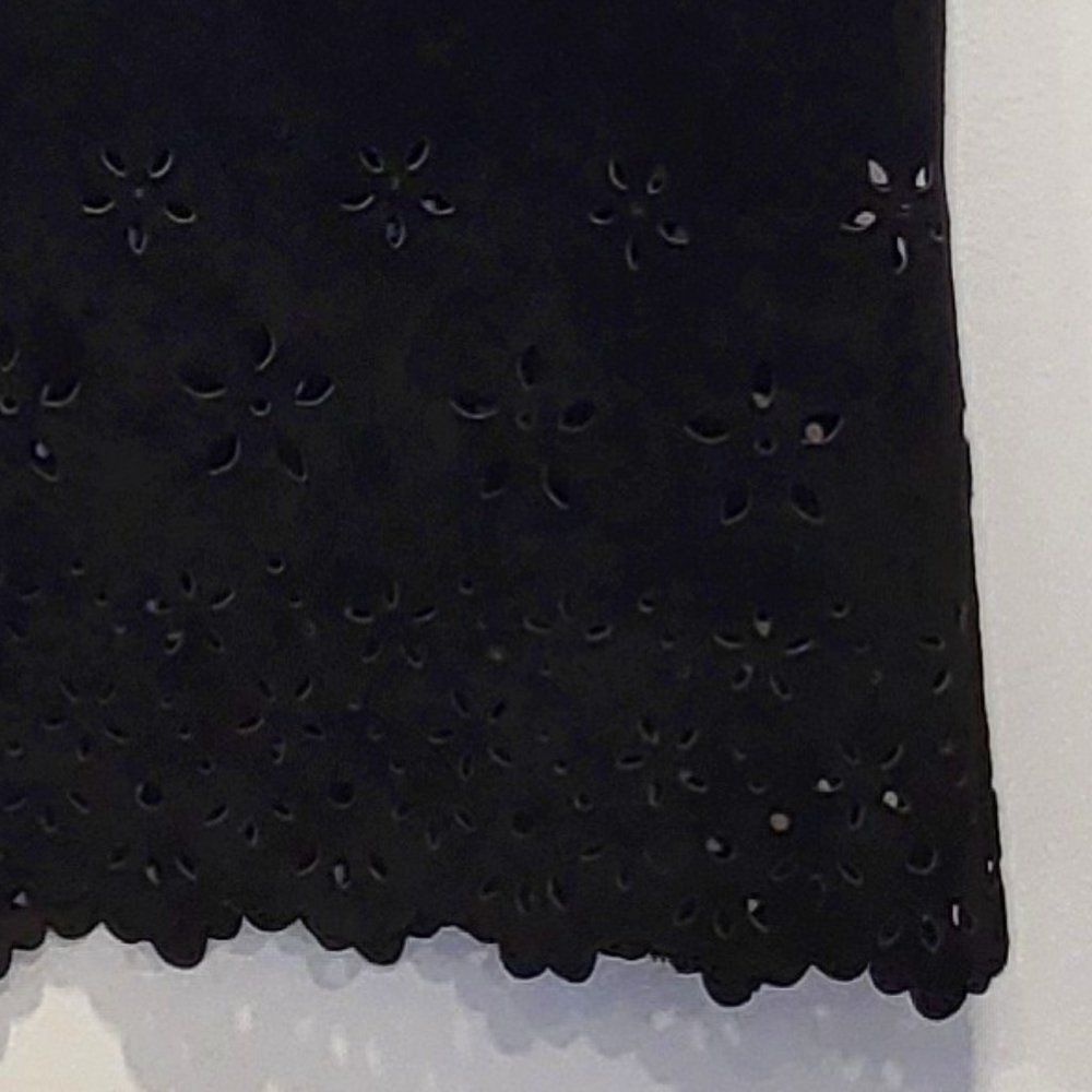 Lakeland Black Suede Leather Sleeveless Top, Lasercut Details, Size US 8, EUC - Picture 3 of 12